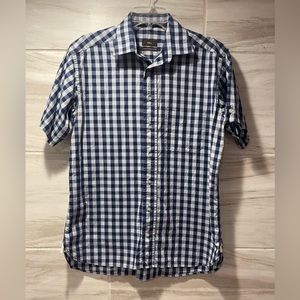 Men's Blue Checked Alâra Short Sleeve Button Up Shirt Size M